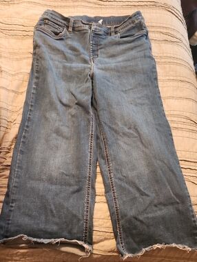 Womens Denim & Co. Cropped Wide Leg Jeans in Medium Blue